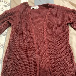 Burgundy open sweater, medium